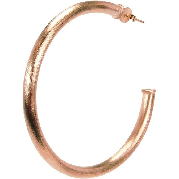 Sheila Fajl Smaller Favorite Tubular Brushed Rose Gold Plated Hoop Earrings NEW - Picture 2 of 3